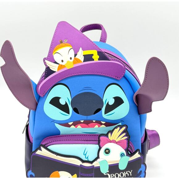 Loungefly Disney Stitch Spooky Stories Halloween Glow Backpack & Wallet Set New - Picture 13 of 16